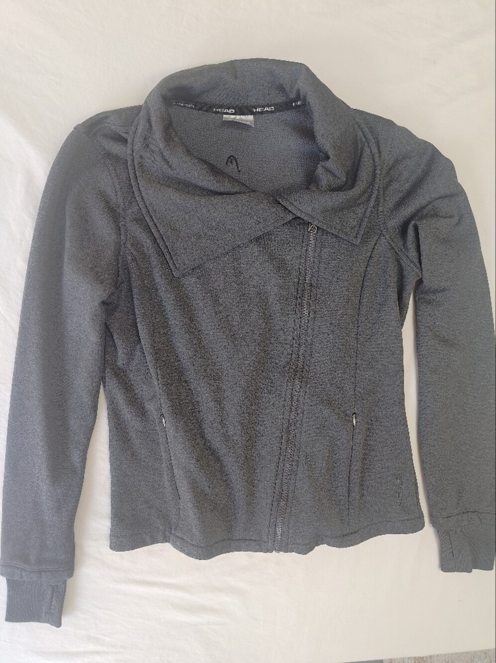 Head Asymmetrical Zip Jacket Womens M Charcoal Grey Moto Style Athleisure Sporty